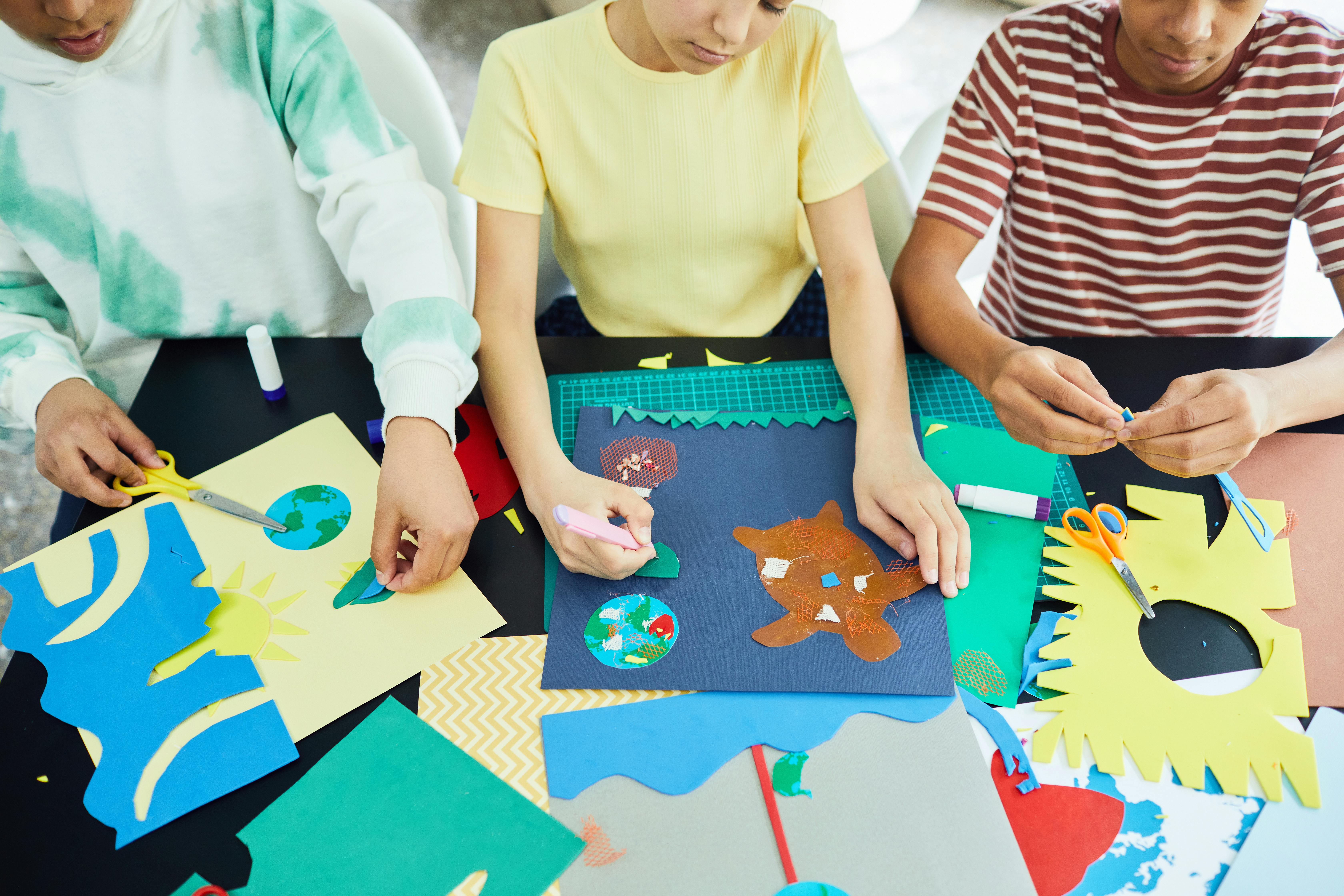 Children enjoying crafting activities